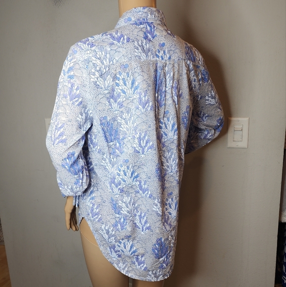 Roller Rabbit Button Front Long Sleeve Cotton  shirt blue white purple Small - Picture 8 of 15